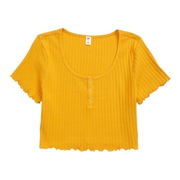 𝅺bp POINTELLE RIB CROP HENLEY IN ORANGE SLICE - Picture 5 of 13